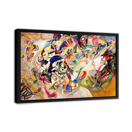 Composition VII by Wassily Kandinsky Canvas Art Wall Home Decor - Various Sizes (36in x 24in Modern Black Framed)