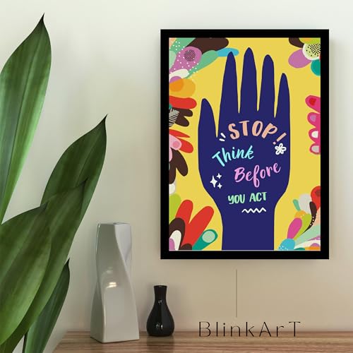 Image of BLINKART Stop Hand Abstract Wall Art Painting Print Design Aesthetic Wall Decor Photo ArtWork Frame Decoration Hanging For Home Bedroom Living Room Office Wall Decor (13 * 10 inches) T0017