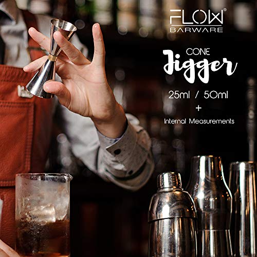 FLOW Barware Cone Spirit Measure, 10-in-1 Jigger | Shot Measure 25ml and 50ml with Inner Measurements for Cocktail, Whiskey, Alcohol Measure | Drinks Measures for Spirits - Image 6