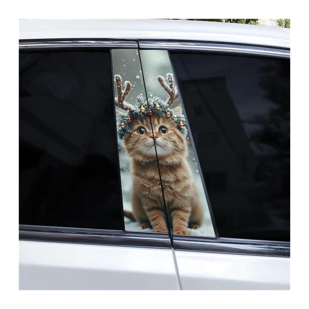 Body Parts 2pcs DIY Car Center Pillar Decals Cat Funny Car Styling Vinyl Stickers(E)
