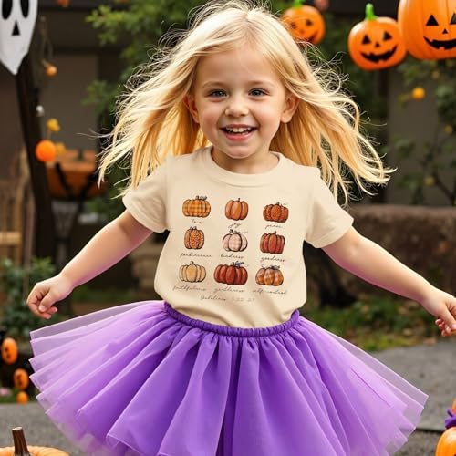 Toddler Girls Halloween Thanksgiving Shirt Cute Pumpkin Tshirt Love Joy Peace Letter Tops Spooky Season Fall Outfit2