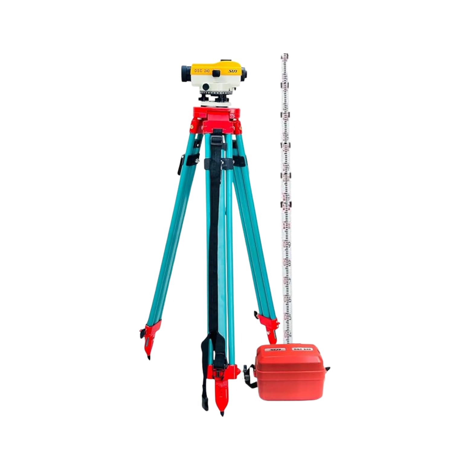 SUN INST | AUTO LEVEL DSC-240 WITH FREE PLASTIC BOX FOR AUTO LEVEL | 4 MTR LEVELING STAFF WITH TRIPOD STAND FOR SURVEY INSTRUMENT (DI CASTING DOUBLE LOCK)-image-3