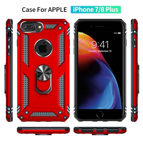 Coque iPhone 7 Plus antichoc rouge robuste étui de protection rigide 8 Plus - 4
