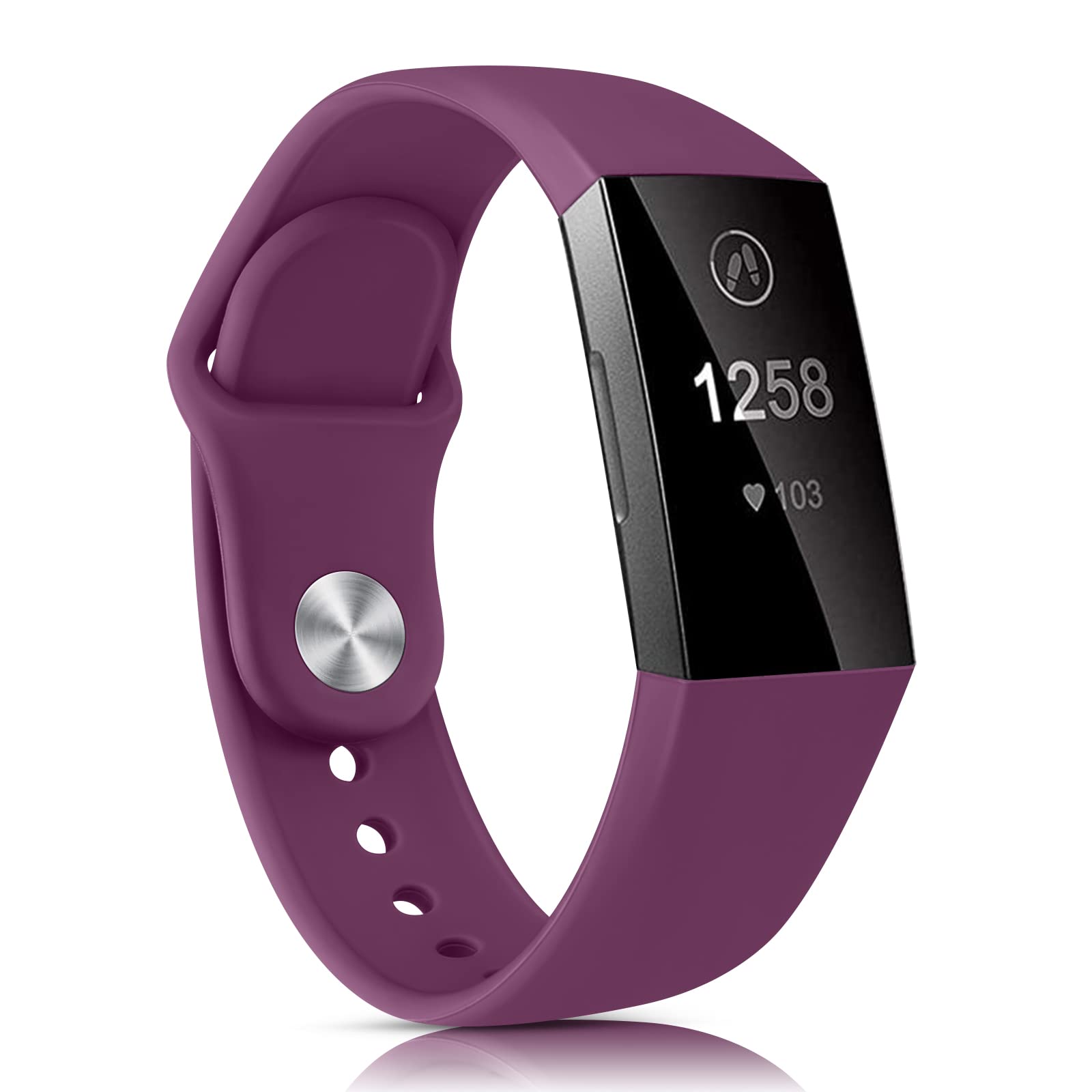 Yisica Straps Compatible with Fitbit Charge 3 Strap/Fitbit Charge 4 Strap, Soft Silicone Adjustable Replacement Sport Wristband for Fitbit Charge 3 SE/Charge 4(Purple,S)