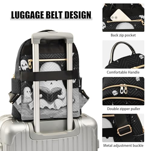 Image of Cute Ghost Quilted Backpack Purse for Women Fashion Small Backpack M | Shoulder Bag Travel Casual Daypack