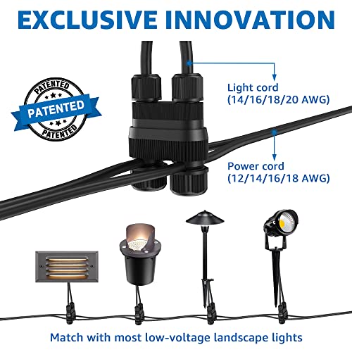 Image of SUNVIE Low Voltage Step Lights Outdoor 5W LED Stair Lights with Horizontal Louver Faceplate Deck Lights for Steps Stairs Fences 12V 3000K 3.2FT ETL Listed Wire, Fastlock2 Connectors Included, 12 Pack