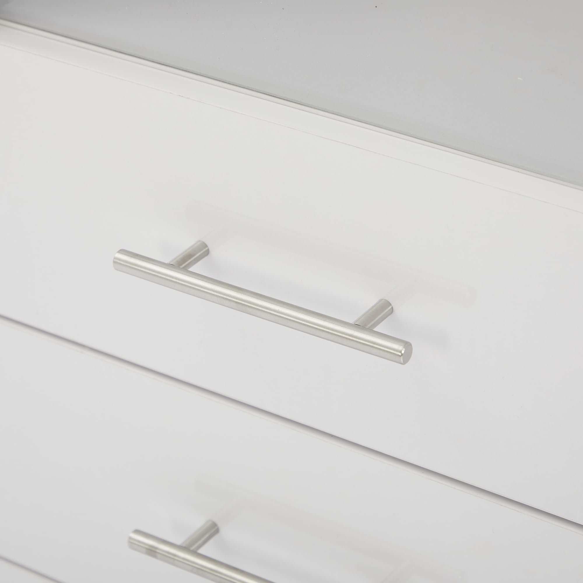 Vetrina in vetro bianco lucido, vetrina con illuminazione a LED, vetrina verticale con 3 cassetti, 60 x 35 x 180 cm