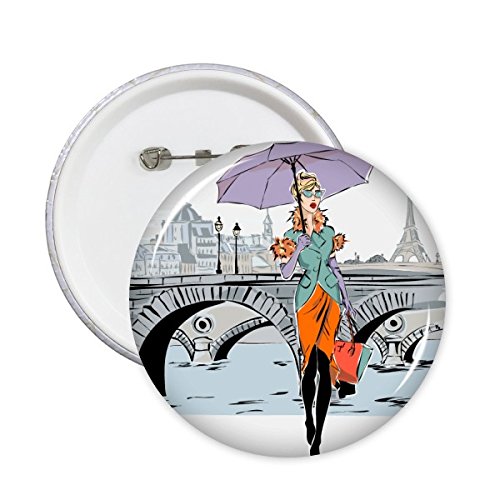 Badge rond France et monuments illustration lot de 5 pièces de taille XXL