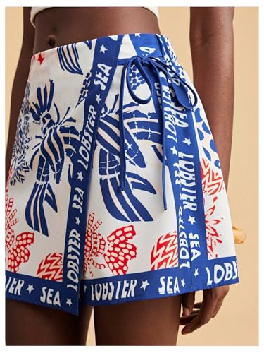 Image of SweatyRocks Women's Boho Mini Skirts Floral Shorts Tie Side Wrap Skorts