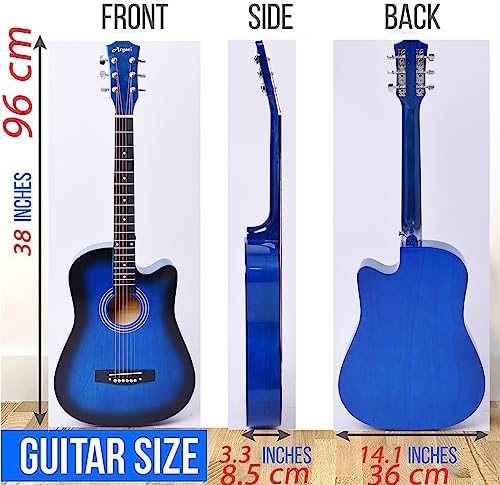 Aryari Acoustic Guitar 38 inch 3/4 Size Junior Cutaway Basswood Guitar Starter Kit For Beginners Kid Adult 6 String Guitare Acoustique With Gig Bag Strap Tuner Capo Pick Guard, Right Hand 38''Blue 2 51i7KBvVrLL. AC