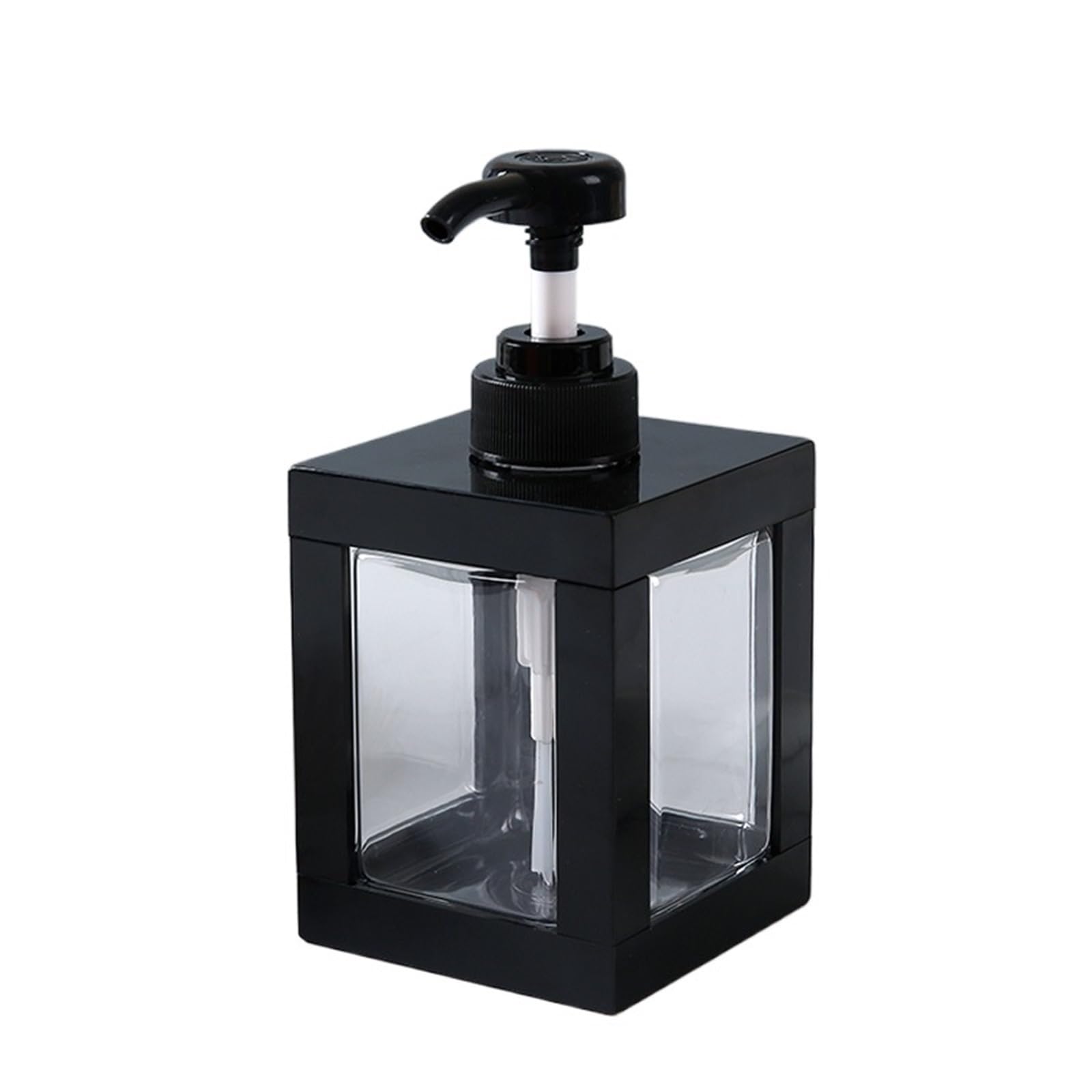 Quavva Push Dispenser Pump Bottle 500ml 750ml 1000ml Clear Plastic Square Refillable Container for Shampoo Body Wash Hand Soap(500ml Black)