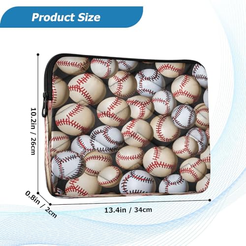 Funda para portátil 13-14 pulgadas impermeable con patrón de pelota de béisbol miniatura 3