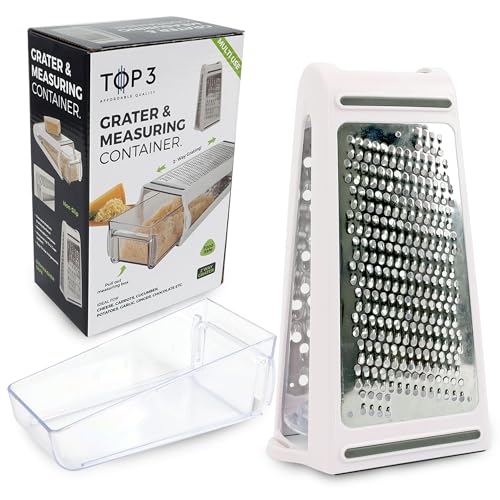 Cheese Grater with Container for Kitchen | Stainless Steel Grater Handheld with Handle | 480ml Cheese Grater Box | Non-Slip Base Kitchenware, 21.5cm Cheese Grater with Container for Kitchen | Stainless Steel Grater Handheld with Handle | 480ml Cheese Grater Box | Non-Slip Base Kitchenware, 21.5cm
