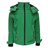  Outburst - Jungen Softshelljacke gefüttert Regenjacke Winddicht und Wasserabweisend Traktormotiv, grün, Größe 98