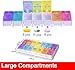 Weekly Pill Organizer 2 Times a Day(AM/PM), Large 7 Day Push Button Pill Box Case, Travel Pill Container, BPA Free Medicine Organizer, Kid Daily Pill Holder to Hold Fish Oil/Supplement and Medication