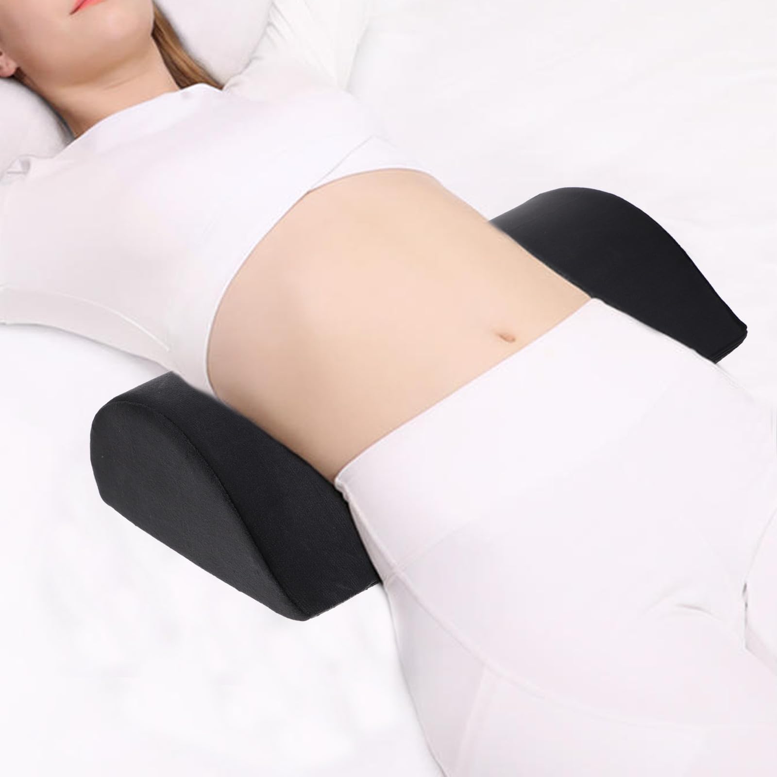 Toyvian Coussin Lombaire à Mémoire de Forme en Mousse Viscoélastique Modèle Incliné Noir Soutien Ergonomique Taille Jambes Housse Amovible et Lavable Oreiller Confortable pour