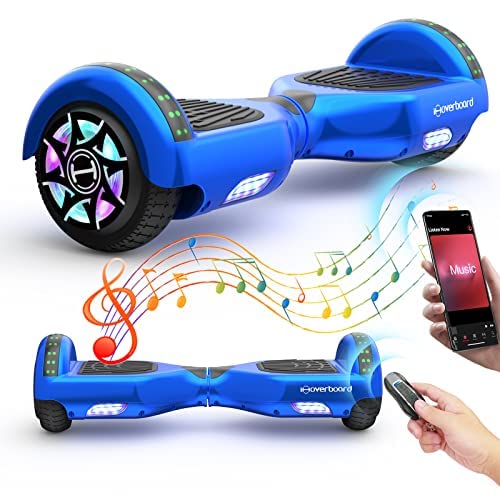 Hoverboards, 6,5 Zoll Vollgummireifen mit coolen LED, Hoverboards für Kinder mit Bluetooth Lautsprecher, 350W Dual-Motor, Anti-Rutsch-Pedal, bunt blau, Geschenkauswahl für Kinder Cover