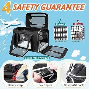 Petskd Top-Expandable Pet Carrier 17x11x9.5 Inches Alaska Airline Approved, Soft-Sided Carrier for Small Cats and Dogs with Locking Safety Zippers and Anti-Scratch Mesh(Black) Petskd Top-Expandable Pet Carrier 17x11x9.5 Inches Alaska Airline Approved, Soft-Sided Carrier for Small Cats and Dogs with Locking Safety Zippers and Anti-Scratch Mesh(Black)