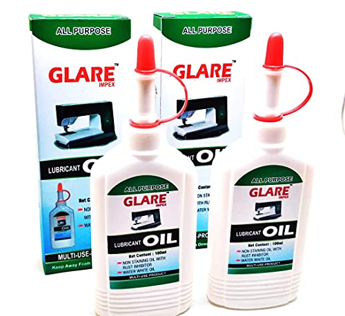 Glare Impex White Sewing Machine Oil for Commercial & Industrial use 100ml/3.40 Oz X 2