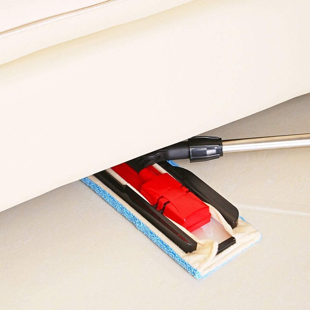Trapeador de polvo Fregona plana para suelo húmedo y seco, cabeza de fregona grande para el hogar, 360 grados, sin ángulo muerto, giratoria, barra extensible para suelo de arrastre plano Profesional