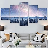 SIGNWIN 5 Panel Canvas Wall Art Modern Art Astronomy & Space Cosmic Decorative Elements Dramatic Multicolor Photography for Home Decorations Ready to Hang - 60