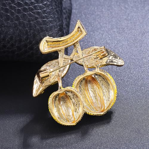 Image of Enamel Fruit Brooch for Women Rhinestones Fruit Lapel Pin Elegant Fruit Brooches Jewelry Gift, Perfect for Dresses Hat Bag