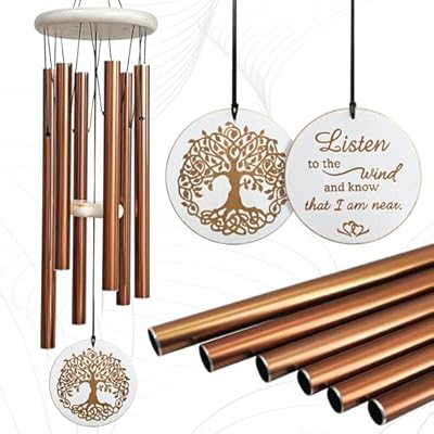 Aoedelyart Wind Chimes for Outside,33" Engraved Tree of Life Memorial Sympathy Gifts Wind Chimes for Loss of Loved One,Gifts for Mother/Father,Wind Chimes Outdoor for Home Yard Garden Decor(Copper)