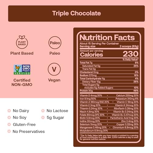 Happy Viking Plant-Based Protein Powder +100 Superfoods Chocolate Meal Replacement Shake, Created by Venus Williams, 30g Plant Protein, 10g Fiber, Vegan, Gluten-Free, Non-GMO, 15 Meals - Image 4