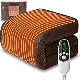 CHOSHOME 電気毛布 掛け 180×130cm 大判サイズ 掛け敷き兼用 【2023NEW 温泉電熱線 サイクル発熱】 洗える 20-60℃ 9段階温度調節 1-12時間タイマー 速暖 吸湿発熱マイクロファイバー ダニ退治 PSE認証済み 収納ケース&取扱説明書付き 省エネ 節電 暖房器具 防寒対策 電気ひざかけ 電気ブランケット ブラウン