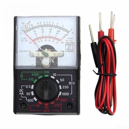 Eawfgtuw MF-110A Multimètre analogique DC/AC Tension Courant Résistance Mètre 1000V 500mA 1KΩ Mini Instrument de mesure électronique portable pour écoles d'ingénieurs