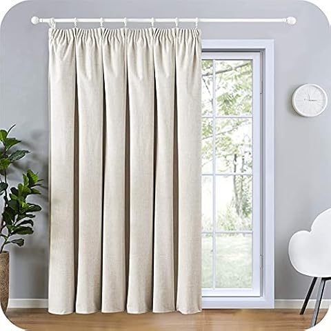 Topfinel Blackout Pencil Pleat Curtains 1 Panel Thermal 90 Drop Cream Grey Window Treatments for Bedroom Living Room 90x90 Inch 228x228 CM Cover
