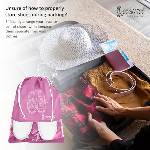 Image of Cockatoo Shoe Bag for Travel & Storage, Women & Men, Travelling Shoe Storage Bag, Shoe Storage Organizer Bag - Pack of 6 Shoe Pouch(13 x 17.32 Inch)
