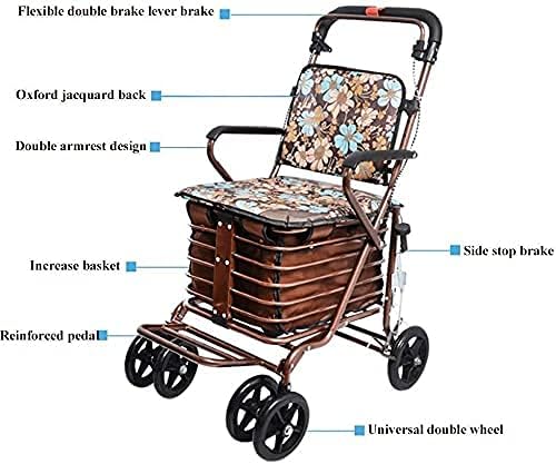 Walker モビリティ ウォーキングエイド 大人用 【その他】 折りたたみ式ショッピングトロリー 4輪歩行器 🌾 Rollat​​or Walker モビリティ ウォーキングエイド 大人用 折りたたみ式ショッピングトロリー 4輪歩行器 ウォーカー