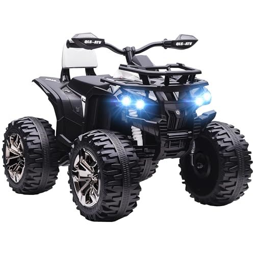 HOMCOM Elektro Quad für Kinder, 12V 10Ah Kinder Quad mit Vorwärts-, Rückwärtsfunktion, 2 Motor, USB-Anschluss, MP3-Musikplayer, Kinderfahrzeug mit Scheinwerfer 3-8 km/h, für 3-5 Jahre, Weiß
