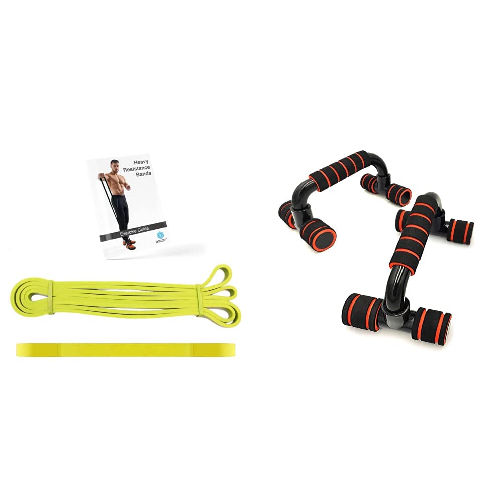 Boldfit Heavy Resistance Band for Exercise,(Yellow 3-7kg Resistances)(Material: Natural Rubber) & Boldfit Push Up Bar Stand for Gym & Home Exercise (Multicolor) (B0BB6P885L) Amazon Price History, Amazon Price Tracker