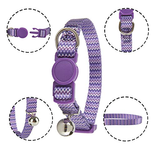 Petiry 2 Pack Cat Collar Stripe Pattern,Safety Breakaway Clasp,With Bell, Adjustable Collars For Cats. #TOP1