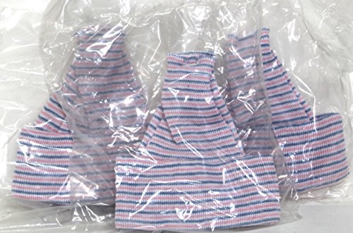 Alba Baby Boggan # 80004 Unisex Infant Cap, Pink & Blue Stripes Pack of 3
