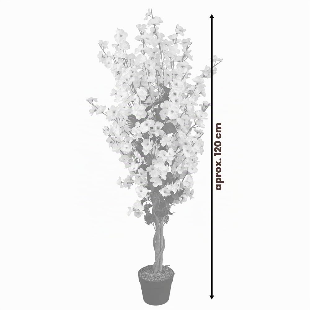 Árbol de Cerezo Planta Artificial Árbol Flor de Cerezo Tronco de Madera Real Decoración Interior Deco 120 cm Decovego