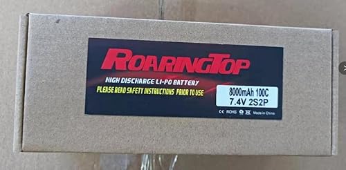 RoaringTop 2S Lipo Batteria 7.4V 8000mAh 100C RC