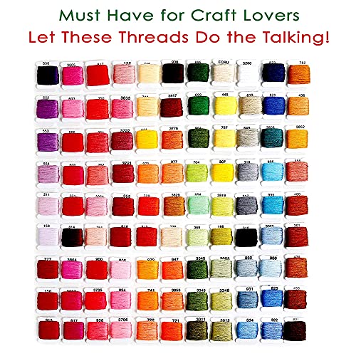 Atteret Embroidery Floss Kit 108 Colors 99 Cotton 9 Metallic Threads. On Plastic Bobbins In Organizer Storage Box. Dmc Color Coding. For Cross Stitch, Friendship Bracelets, String Crafts #TOP6