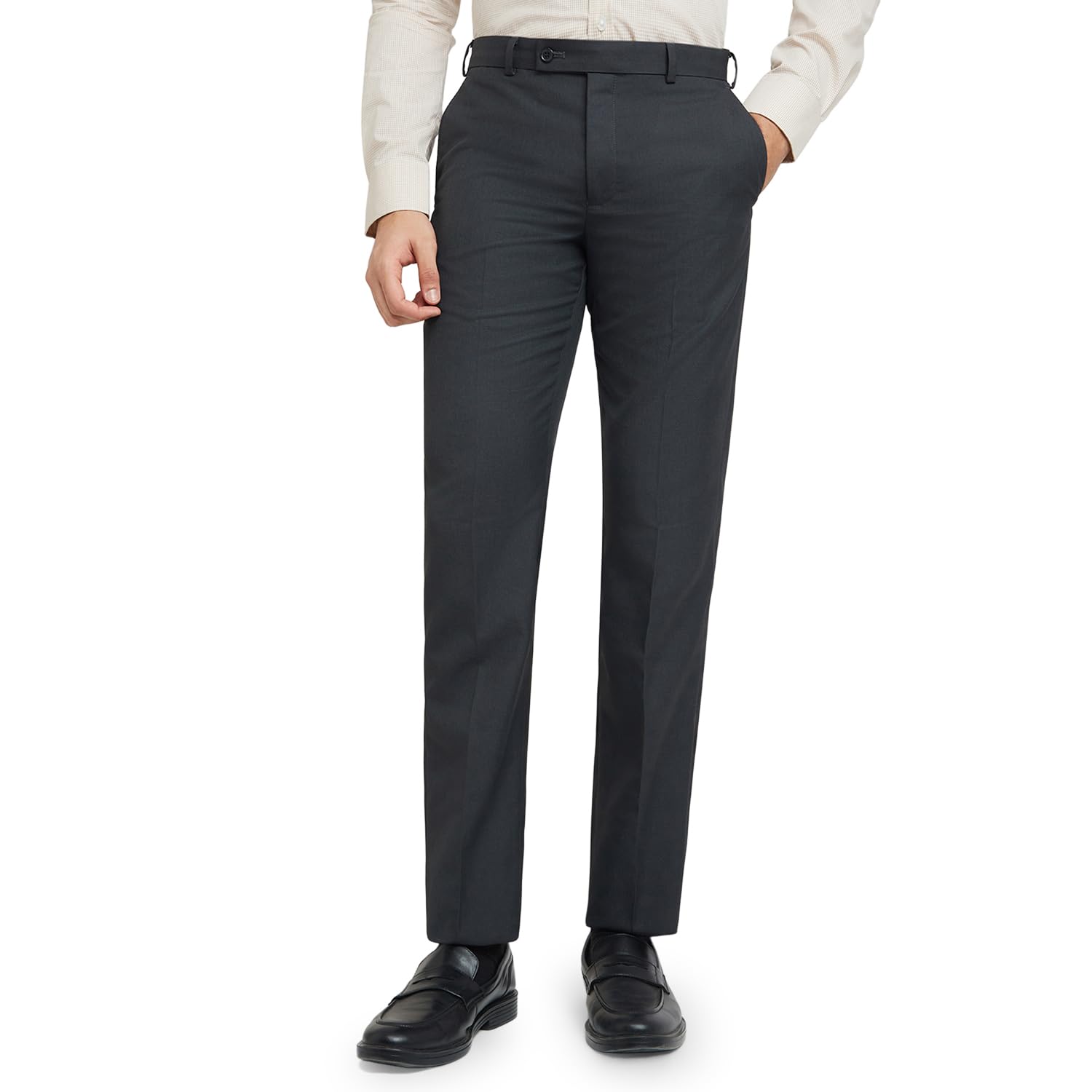 park avenue Men's Regular Fit Structure Pattern Polyester Blend Flat Front Formal Trouser-picture-36