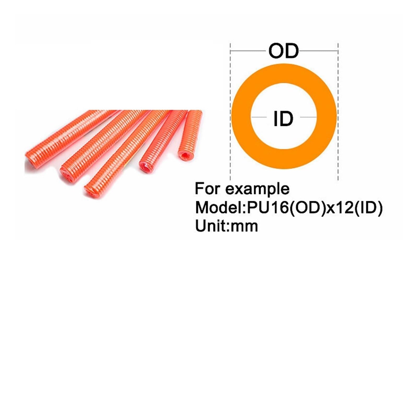 Manguera neumática en espiral, Manguera de aire espiral neumática tubo PU naranja 6mm-12mm diámetro 3M-15M longitud con conectores(12x8 12M)