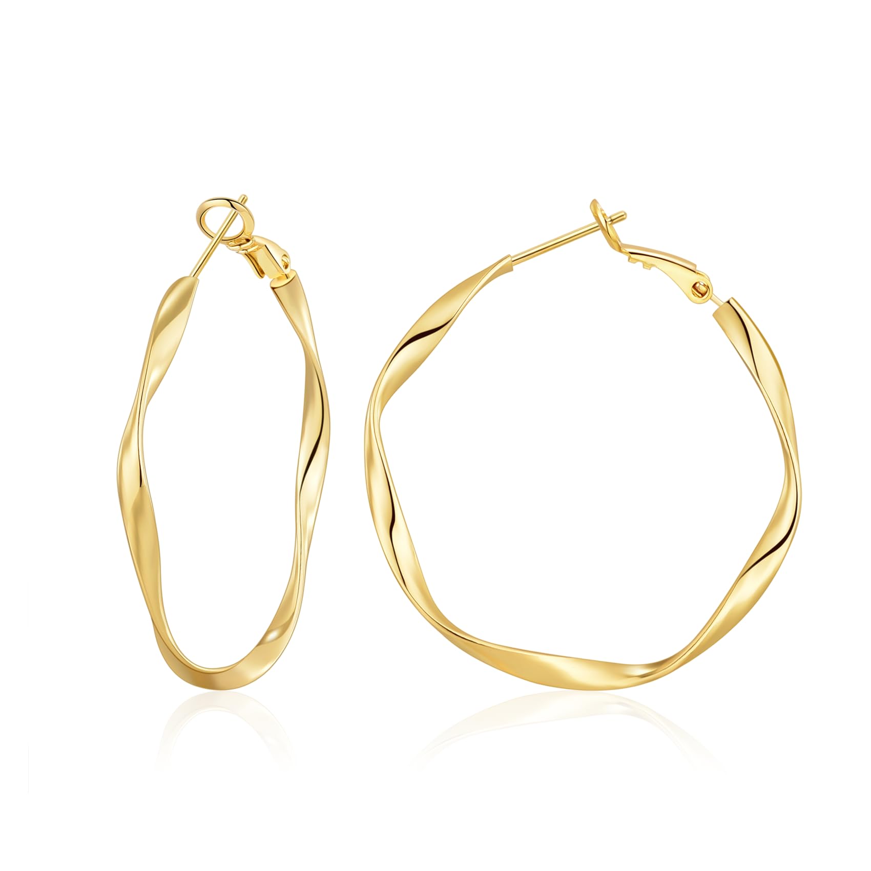 OOOPEL Gold Hoops Earrings for Women, Big 925 Sterling Silver Hoop Earrings Lightweight Hypoallergenic Sterling Silver Hoop Earrings for Women 30MM 40MM 50MM 60MM
