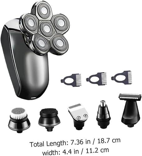 Miniatura 5 de Beaupretty Afeitadora eléctrica recargable para hombre, 6 cabezales para recortadora de pelo, afeitadora de barba