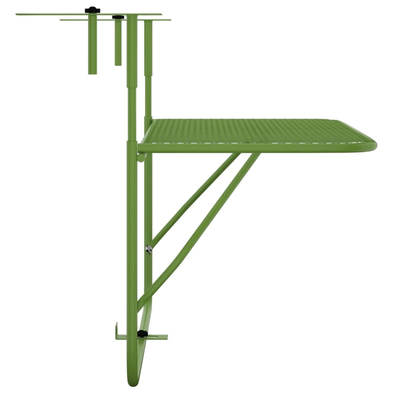 Homgoday Table de balcon pliante - Table suspendue de balcon - Table suspendue - Table d'appoint pliante pour balustrade de balcon - Vert - 60 x 40 cm - Acier