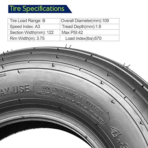 MaxAuto 4.80/4.00-8 Wheelbarrow Tire Universal Fit Mowers, Hand Trucks, Carts and More, Set of 2
