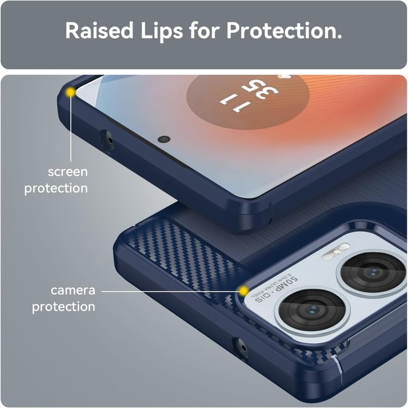 Image of NPRC Hybrid Ultra Slim Protective Case TPU Non-Slip Carbon Fiber Texture Shockproof Case Cover for Moto G8 Power LITE - Blue