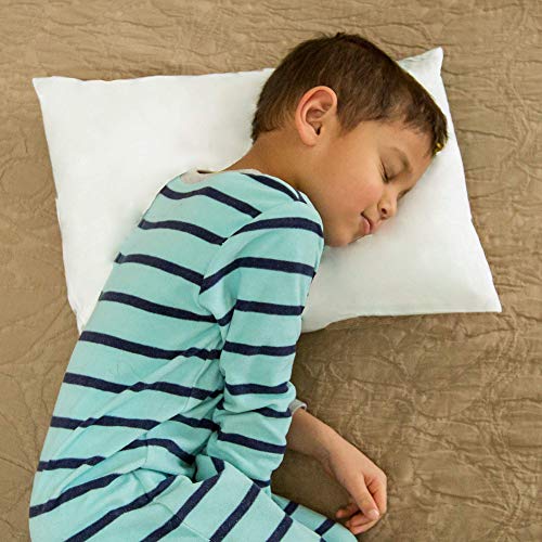 Image of Toddler Kids Pillowcase for Boys and Girls - White - Two Pack - 100% Twill Cotton - 13x18 Shrinks to fit - Envelope Style Closure - Machine Washable Soft Travel Size