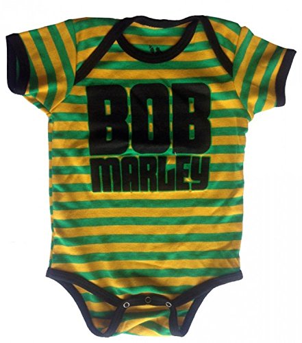 Bob Marley Jamaica Stripe Baby Romper, 12 Months Yellow/Green