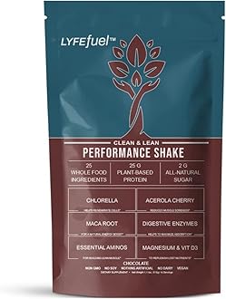 LyfeFuel Vegan Protein Shake Plant-Based Protein Powder with BCAA, Greens & Superfoods for Sports Performance, Recovery & Lean Muscle Building | (Chocolate, 24 Servings)